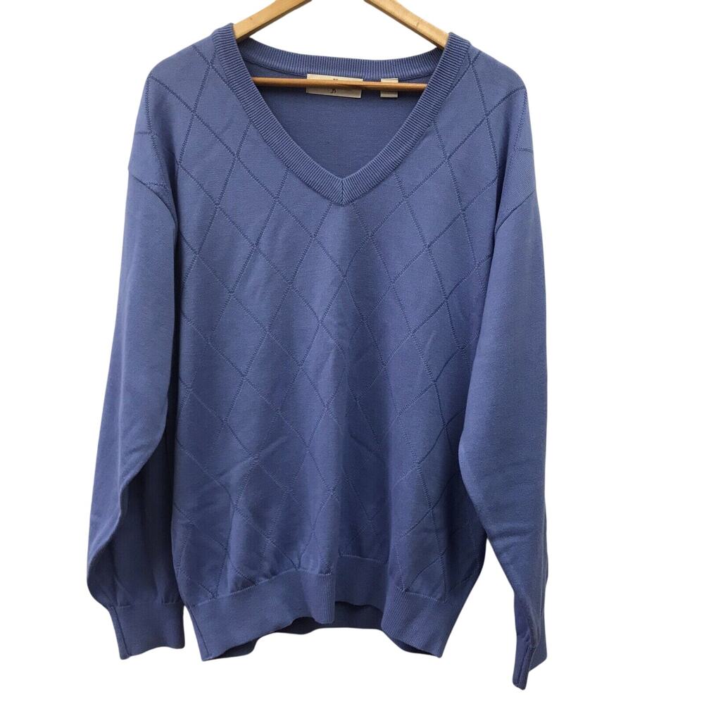 Henry Vardon Sweater Mens Medium Blue Golf Diamond Argyle